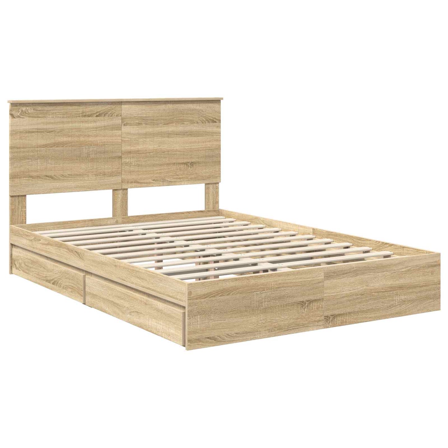 Storage Bed with Drawer Sonoma Oak 135 x 190 cm Engineered Wood