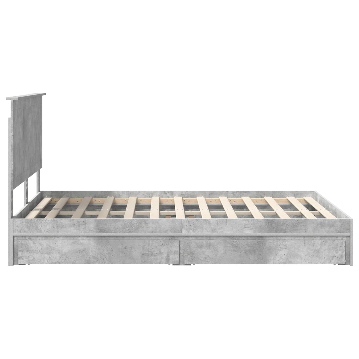 Storage Bed Concrete Grey 135 x 190 cm Engineered Wood