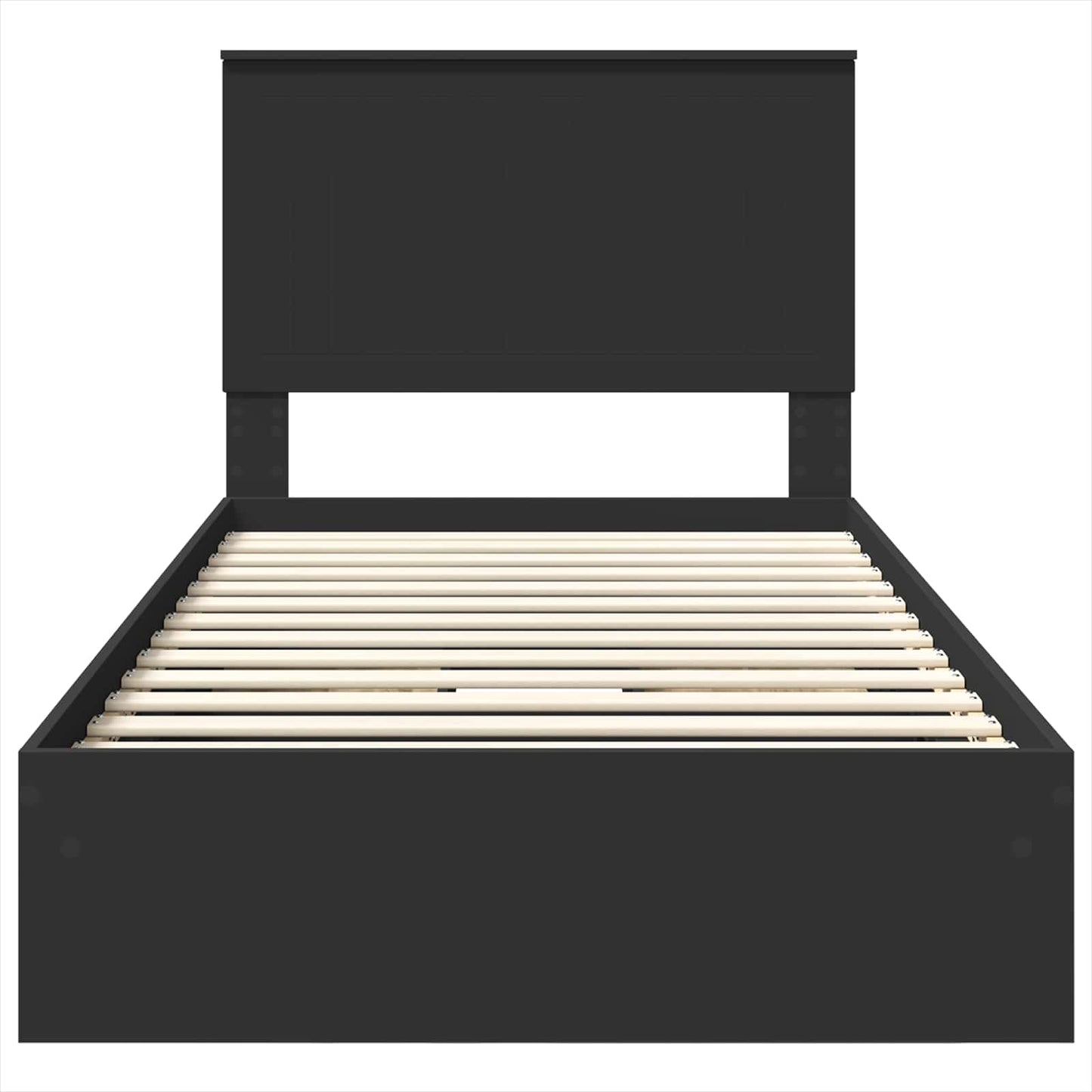 Storage Bed with Headboard Black 100 x 200 cm Engineered Wood