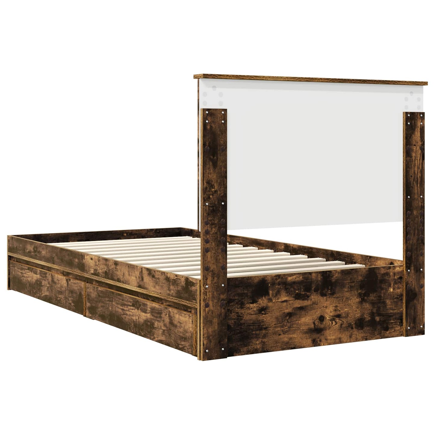 Storage Bed with Drawer Smoked Oak 100 x 200 cm Engineered Wood