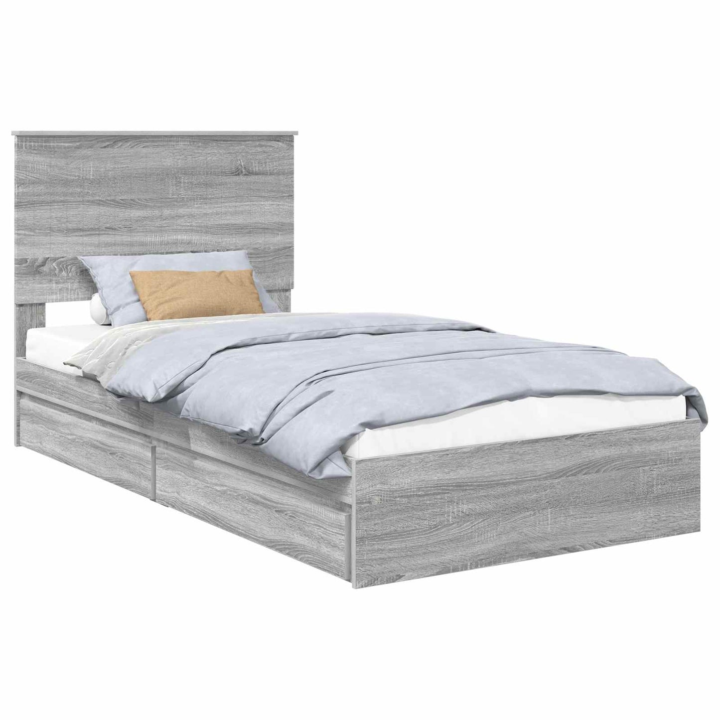 Storage Bed Grey Sonoma 100 x 200 cm Engineered Wood