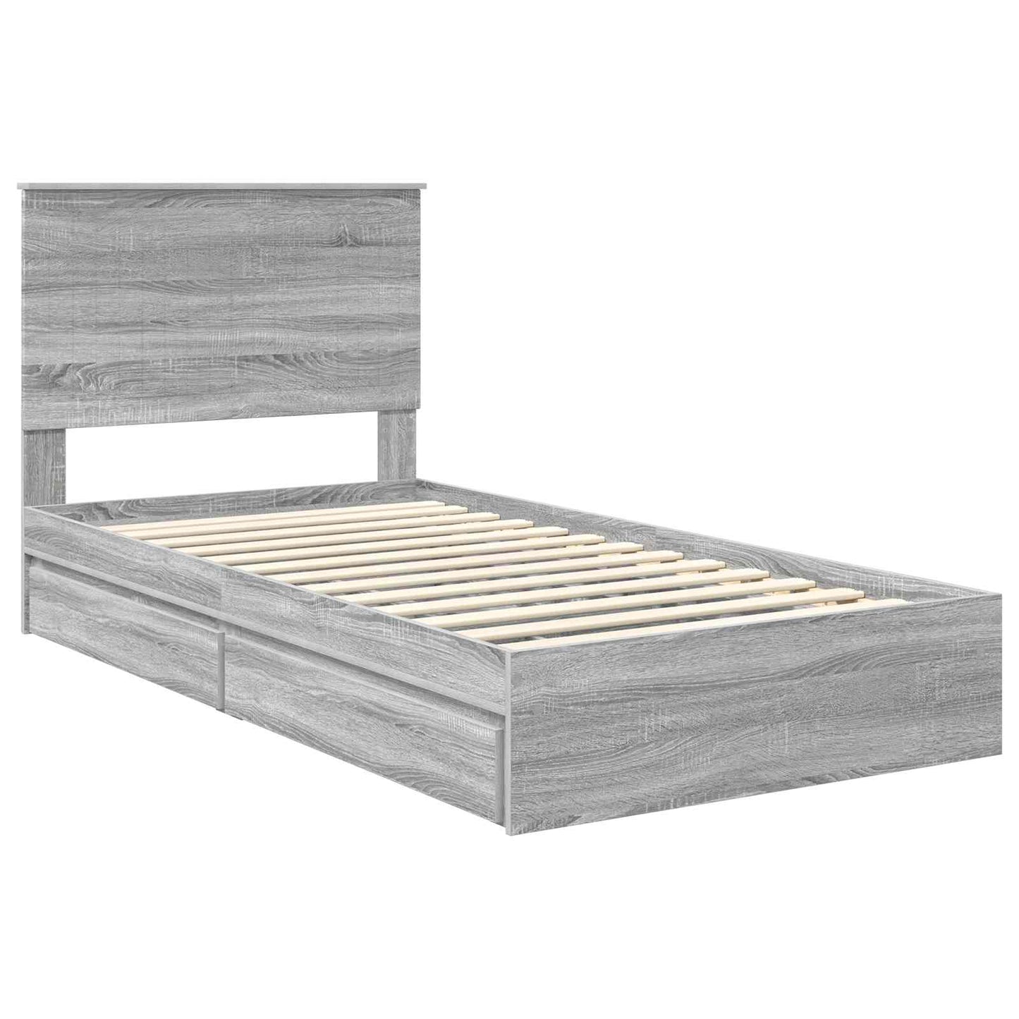 Storage Bed Grey Sonoma 100 x 200 cm Engineered Wood