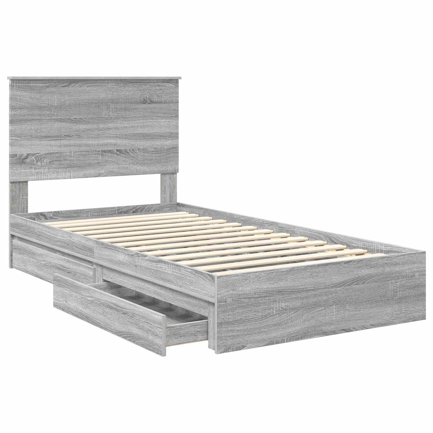 Storage Bed Grey Sonoma 100 x 200 cm Engineered Wood