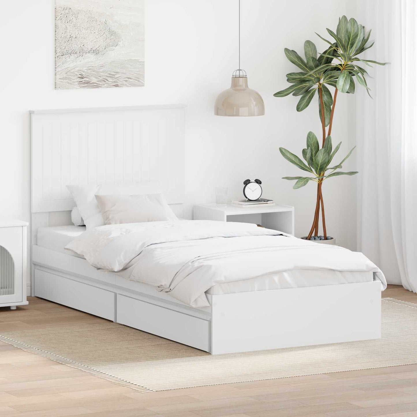 Storage Bed with Headboard White 90 x 200 cm Engineered Wood