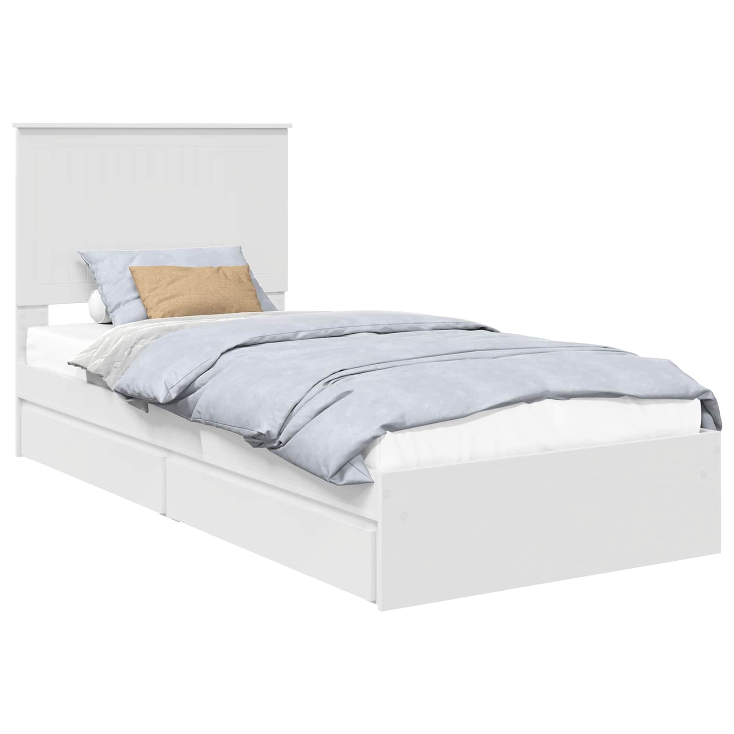 Storage Bed with Headboard White 90 x 200 cm Engineered Wood