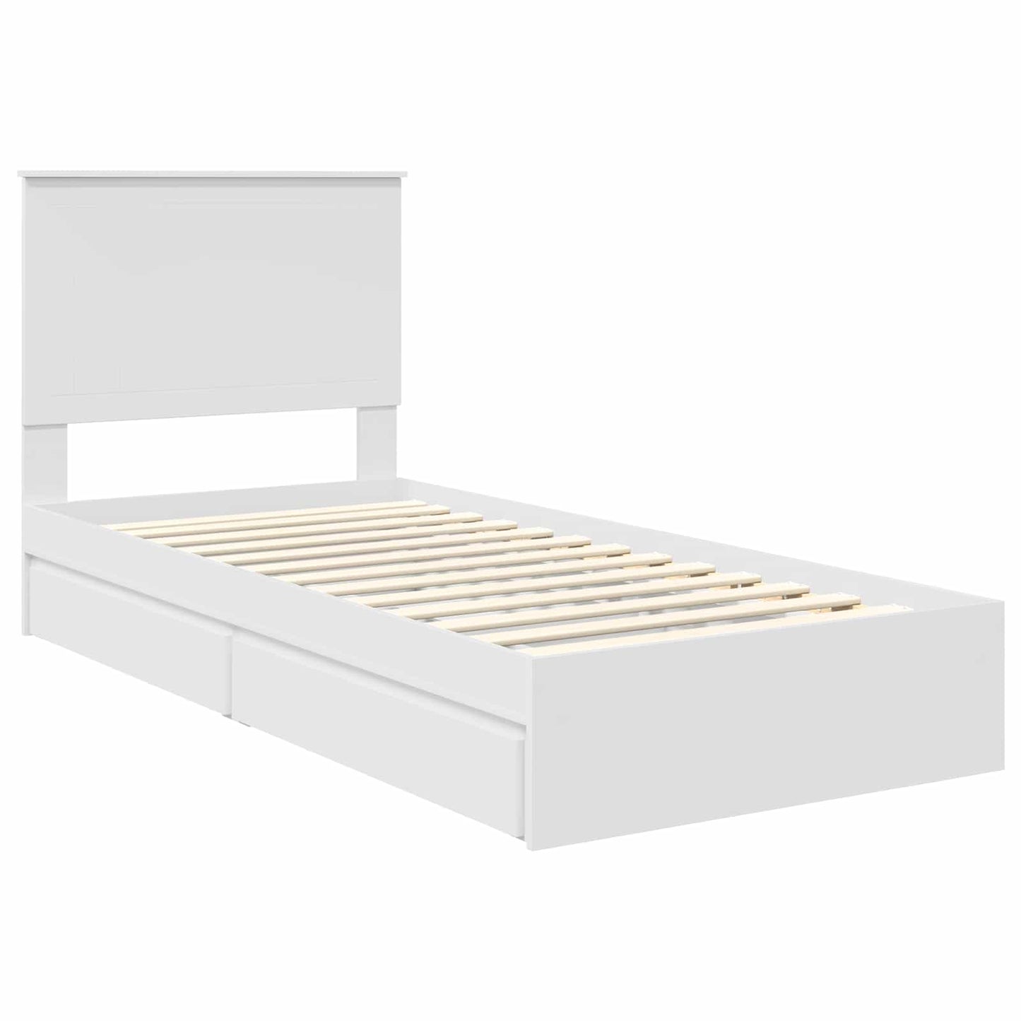 Storage Bed with Headboard White 90 x 200 cm Engineered Wood