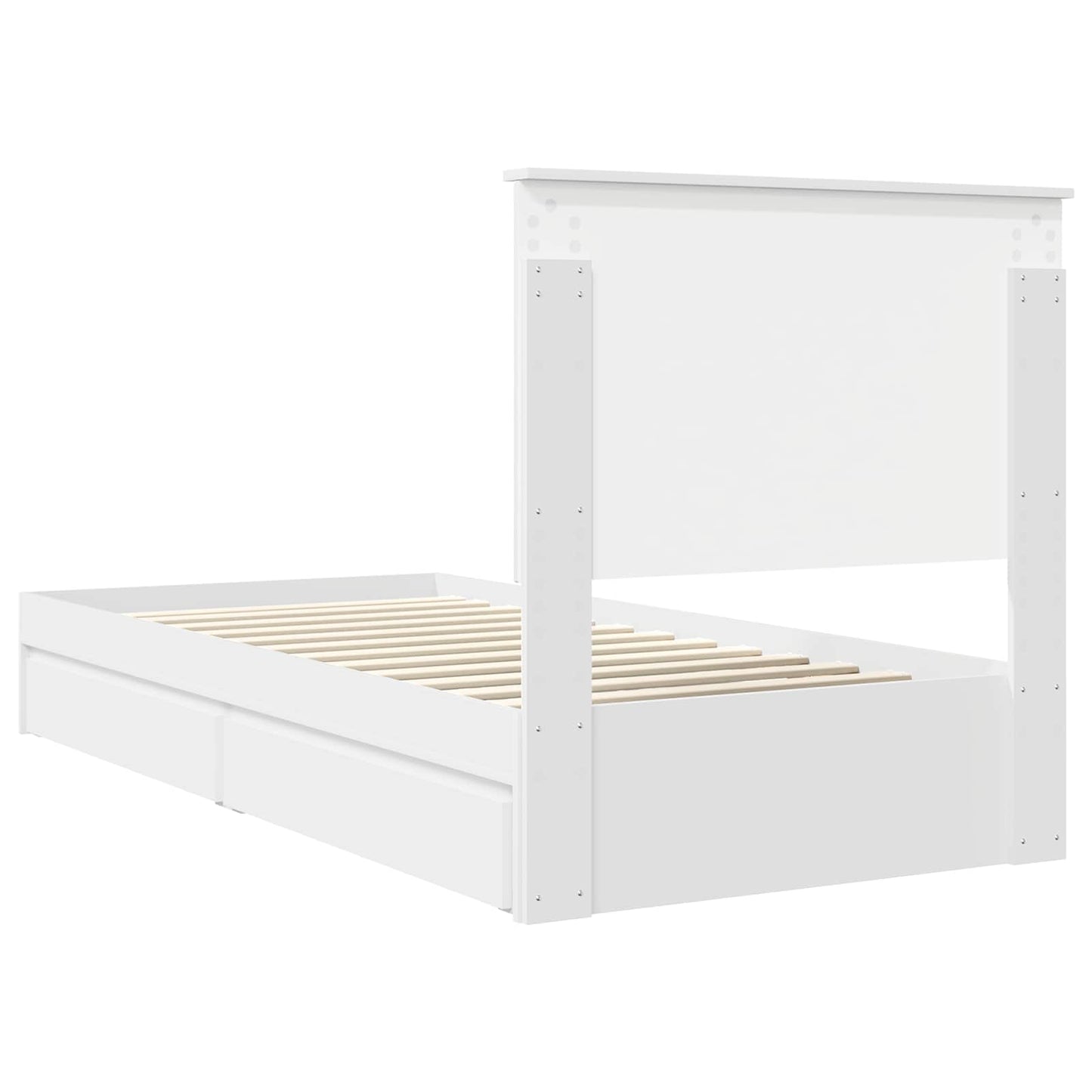 Storage Bed with Headboard White 90 x 200 cm Engineered Wood
