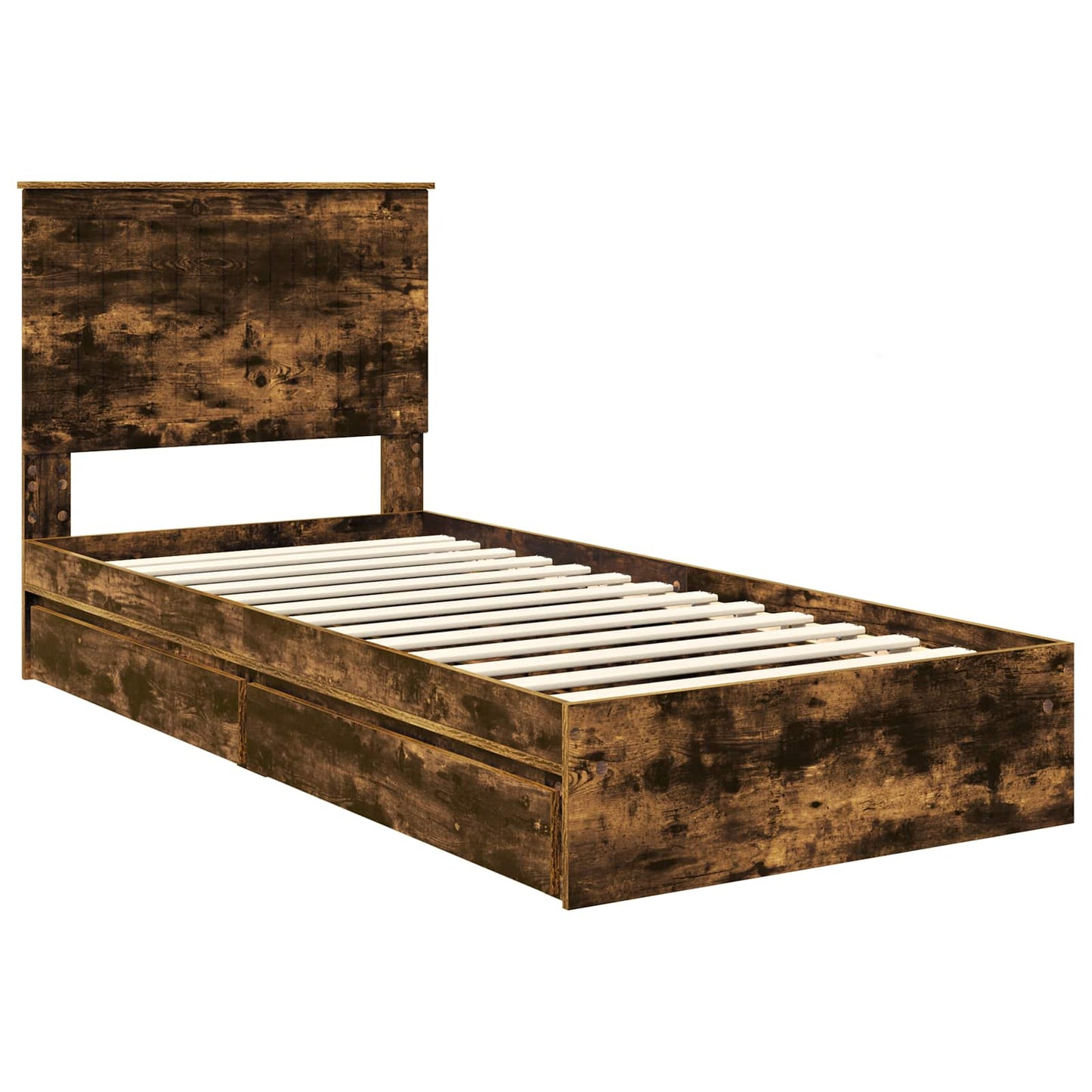 Storage Bed with Drawer Smoked Oak 90 x 200 cm Engineered Wood