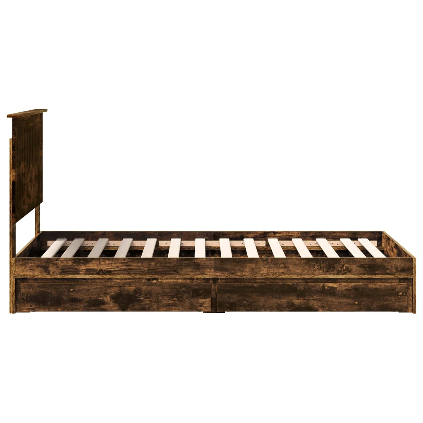 Storage Bed with Drawer Smoked Oak 90 x 200 cm Engineered Wood