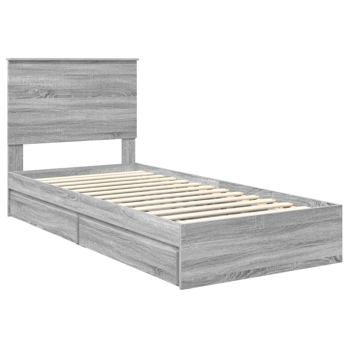 Storage Bed with Drawer Grey Sonoma 90 x 200 cm Engineered Wood