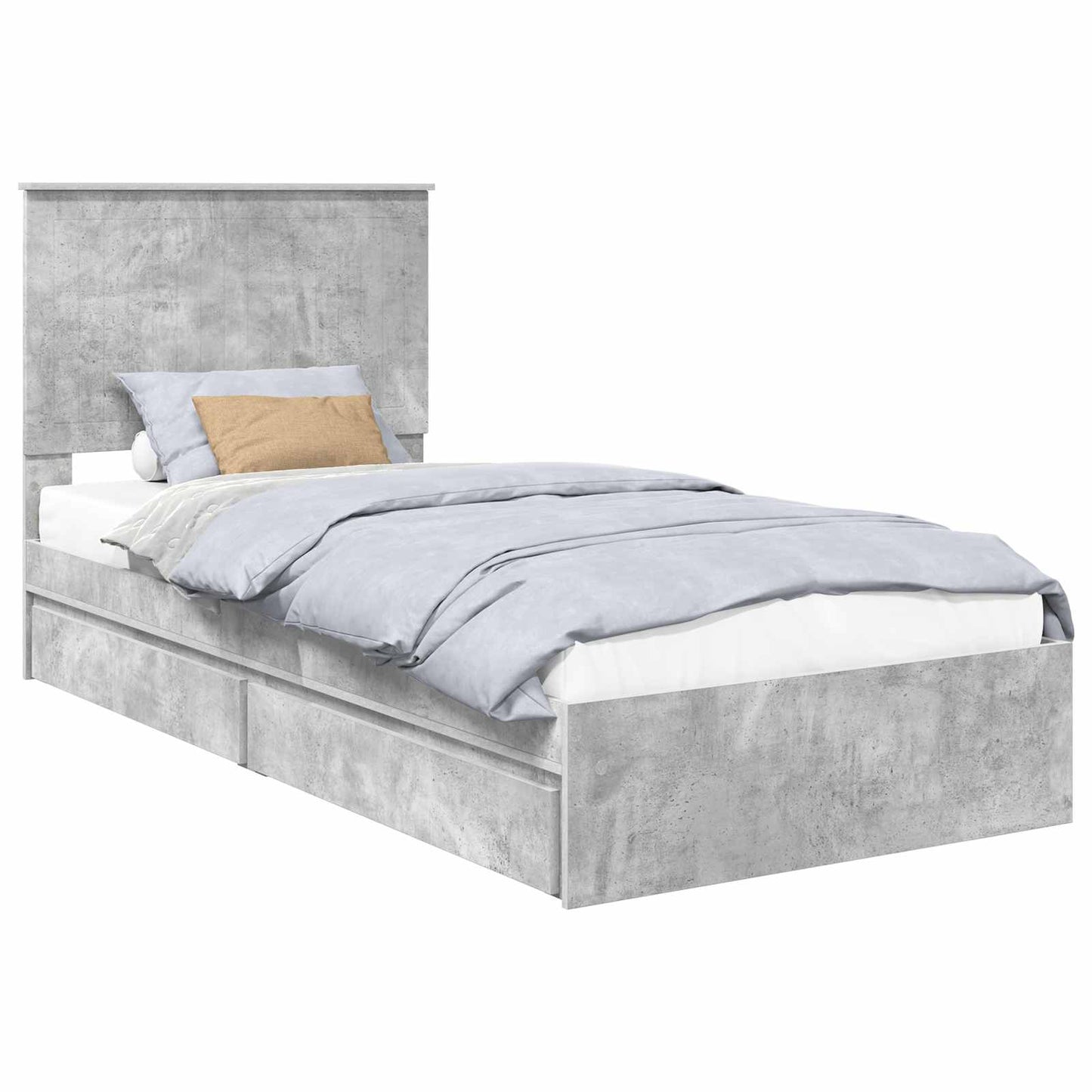 Storage Bed Concrete Grey 90 x 190 cm Engineered Wood