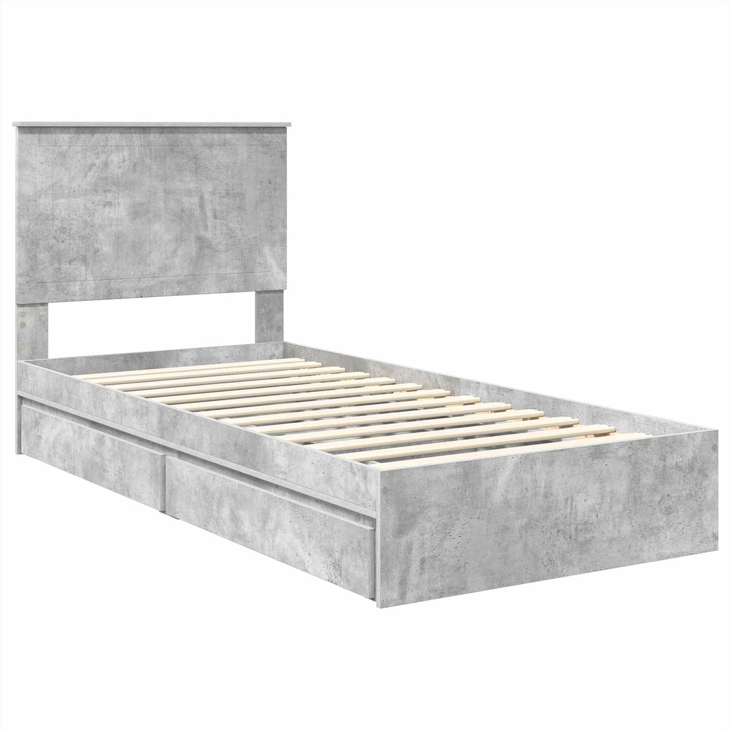 Storage Bed Concrete Grey 90 x 190 cm Engineered Wood