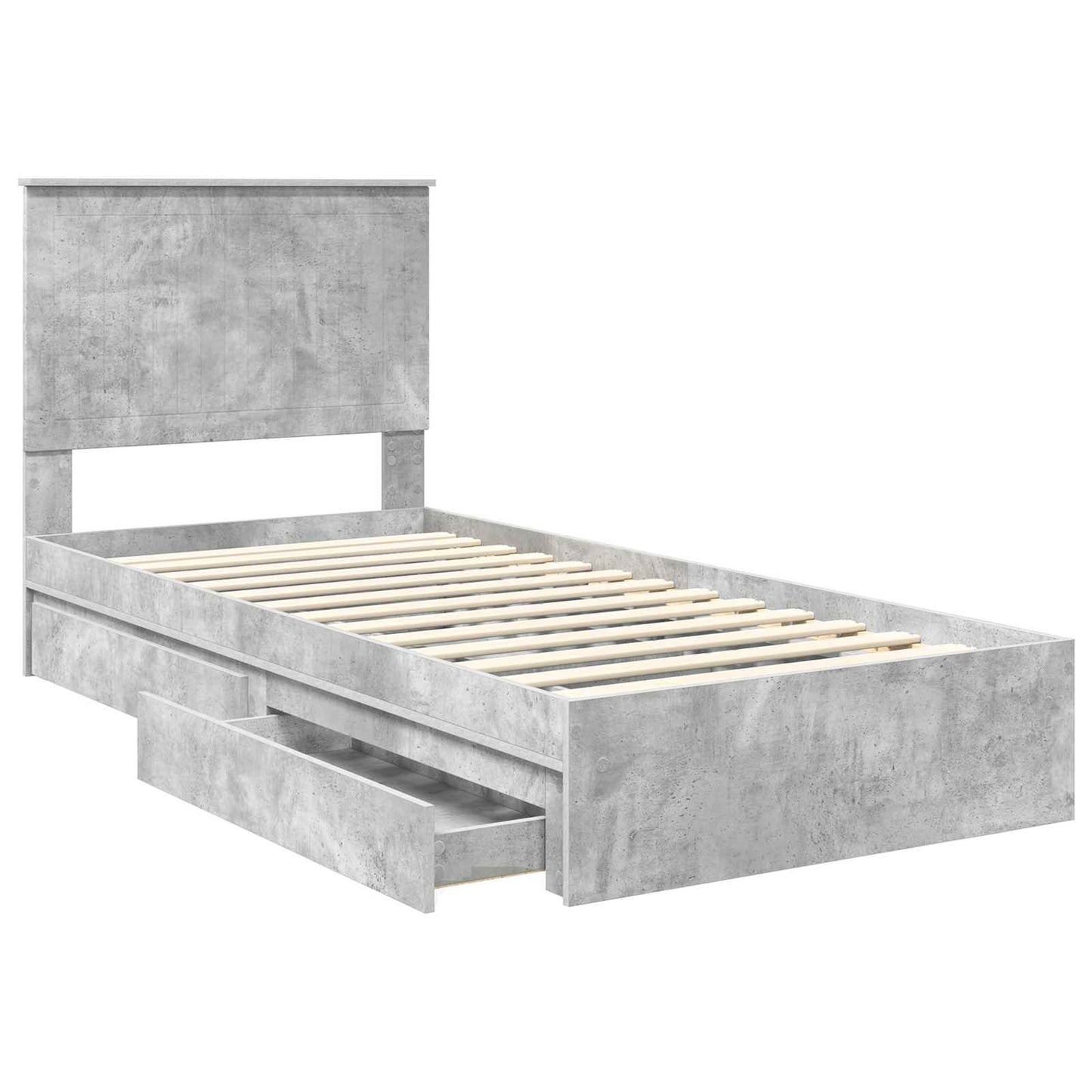 Storage Bed Concrete Grey 90 x 190 cm Engineered Wood