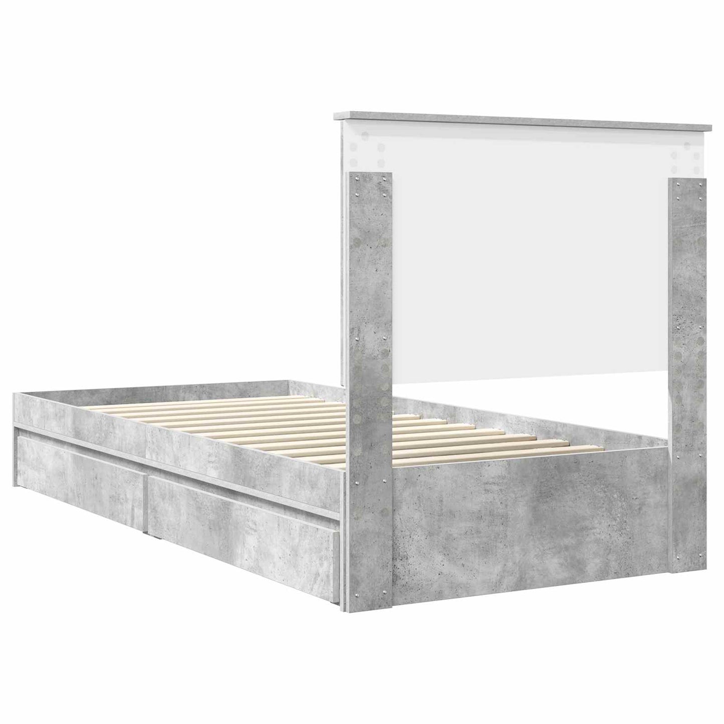 Storage Bed Concrete Grey 90 x 190 cm Engineered Wood