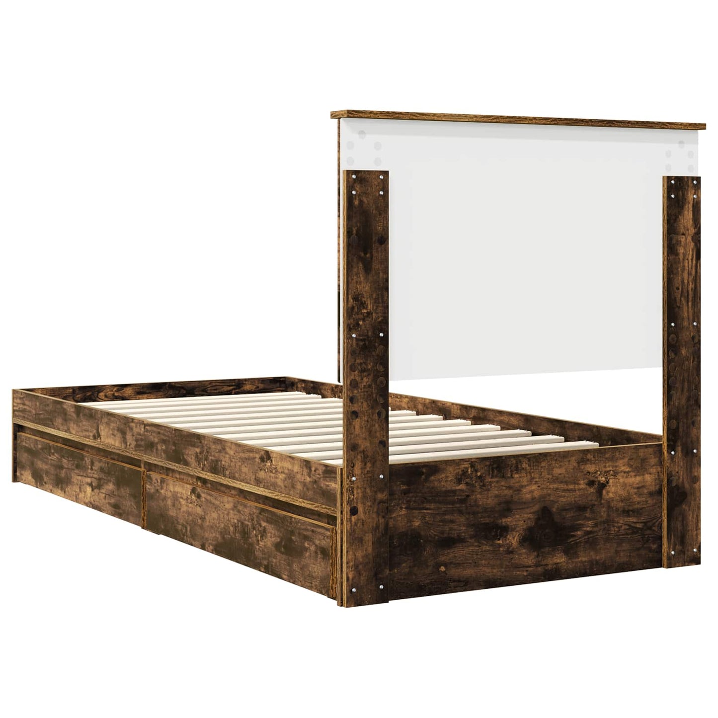Storage Bed with Drawer Smoked Oak 90 x 190 cm Engineered Wood
