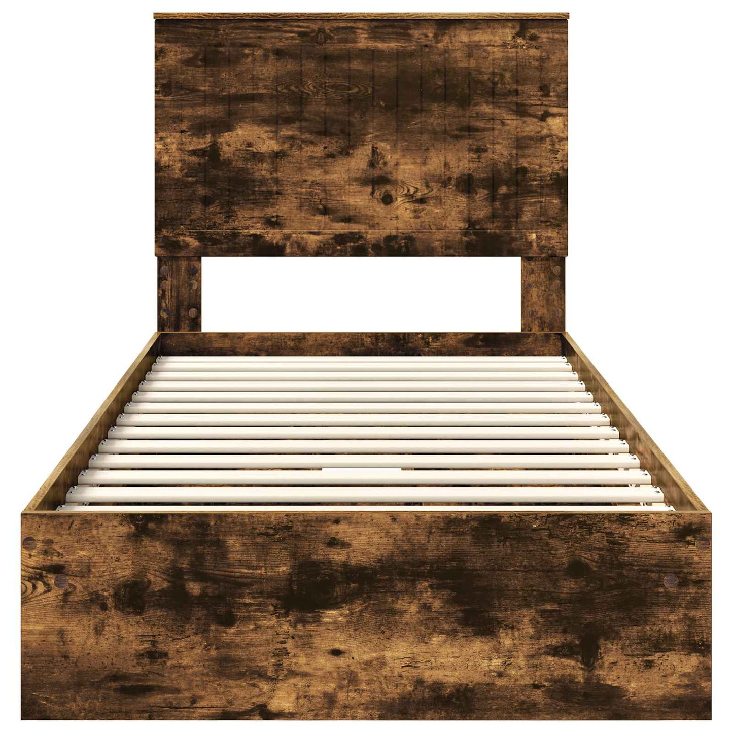 Storage Bed with Drawer Smoked Oak 90 x 190 cm Engineered Wood