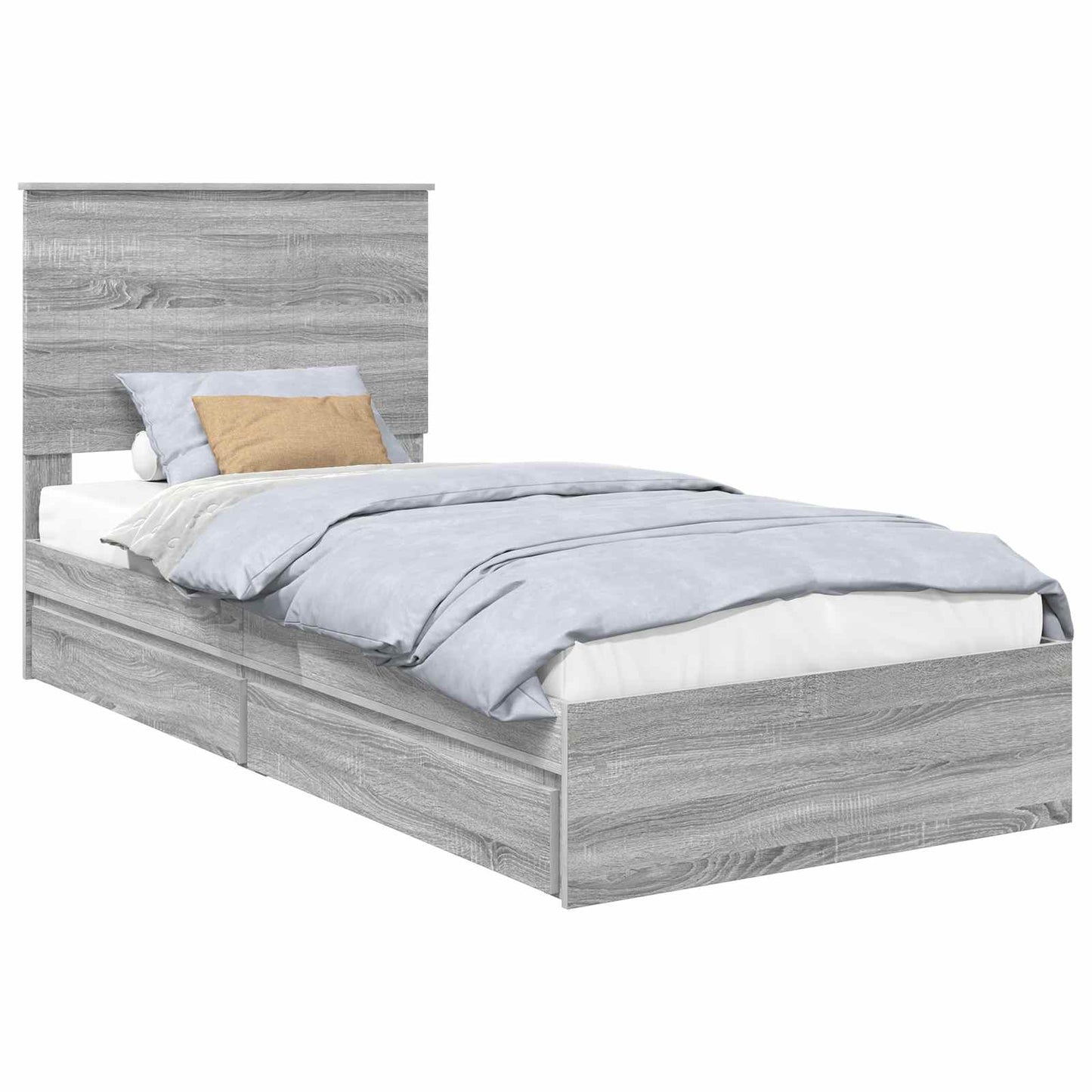 Storage Bed with Drawer Grey Sonoma 90 x 190 cm Engineered Wood