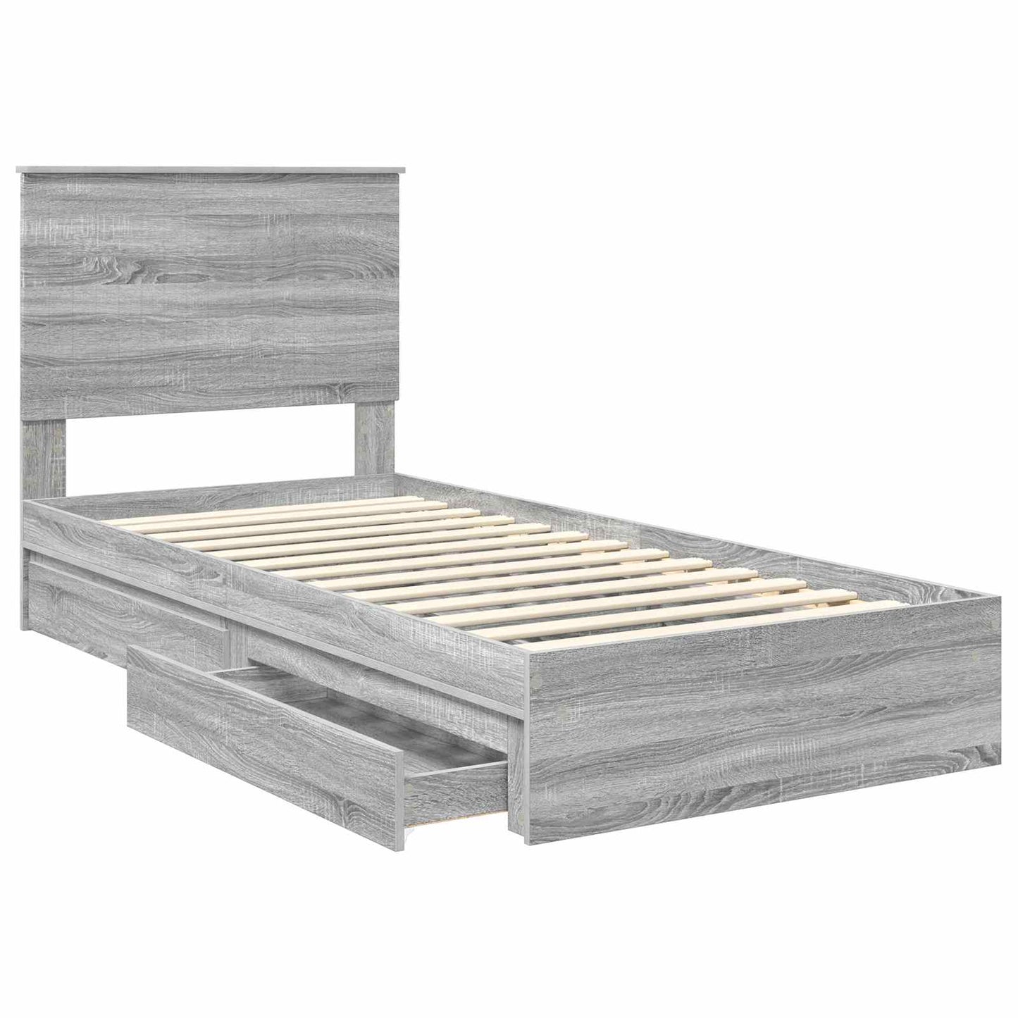 Storage Bed with Drawer Grey Sonoma 90 x 190 cm Engineered Wood