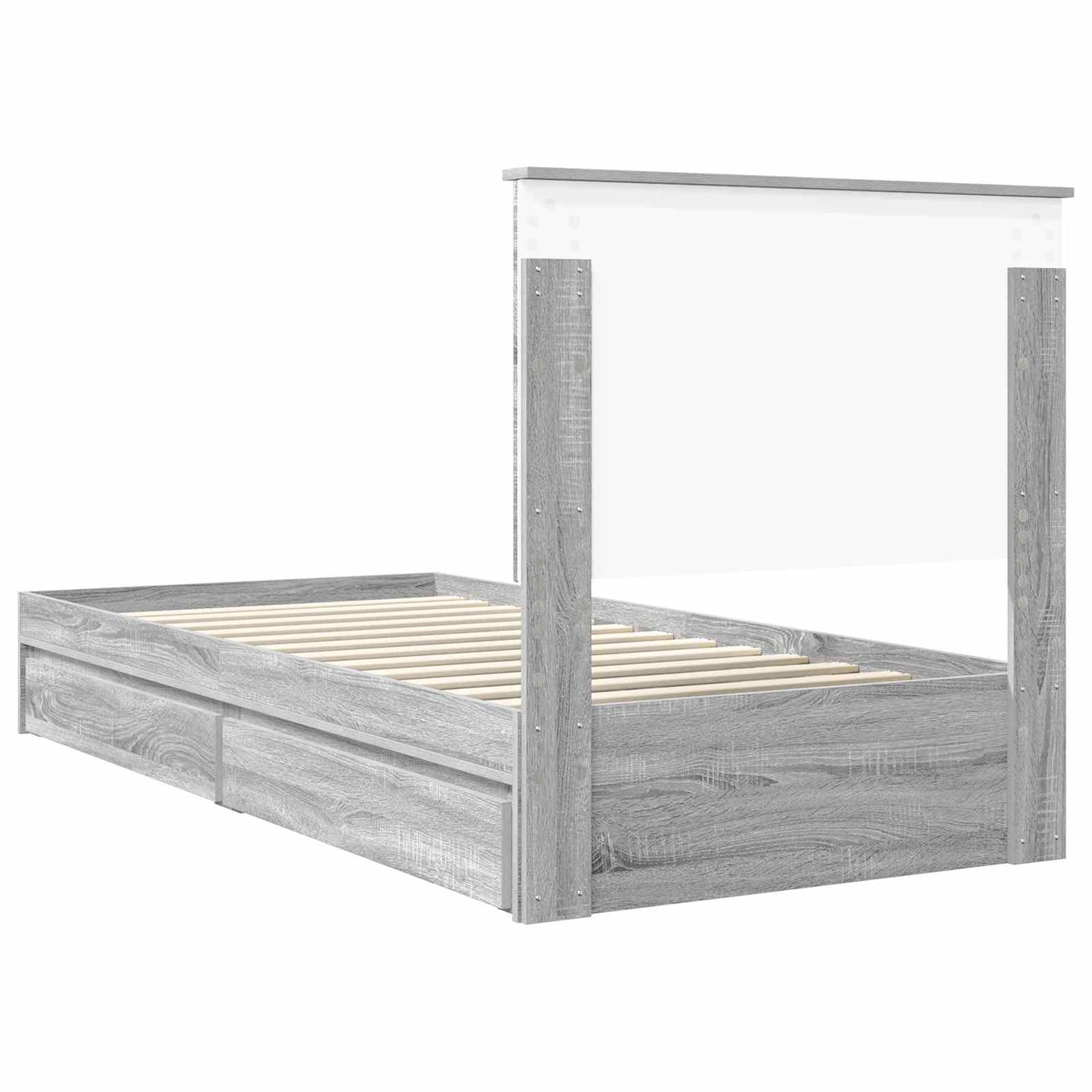 Storage Bed with Drawer Grey Sonoma 90 x 190 cm Engineered Wood