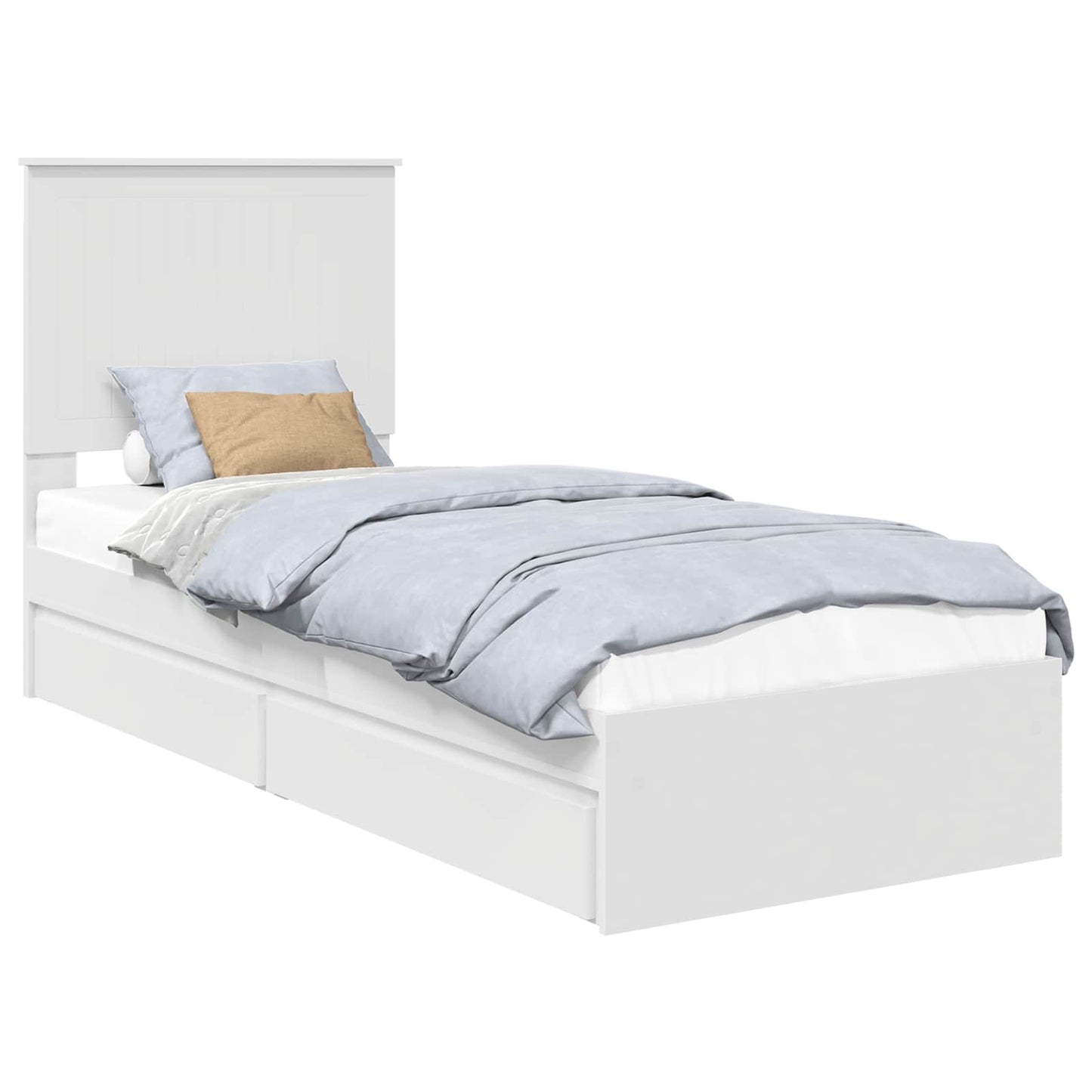 Storage Bed with Headboard White 75 x 190 cm Engineered Wood
