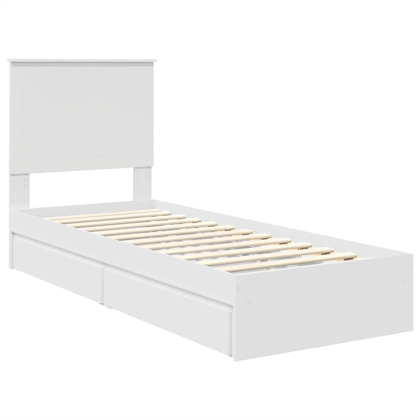 Storage Bed with Headboard White 75 x 190 cm Engineered Wood