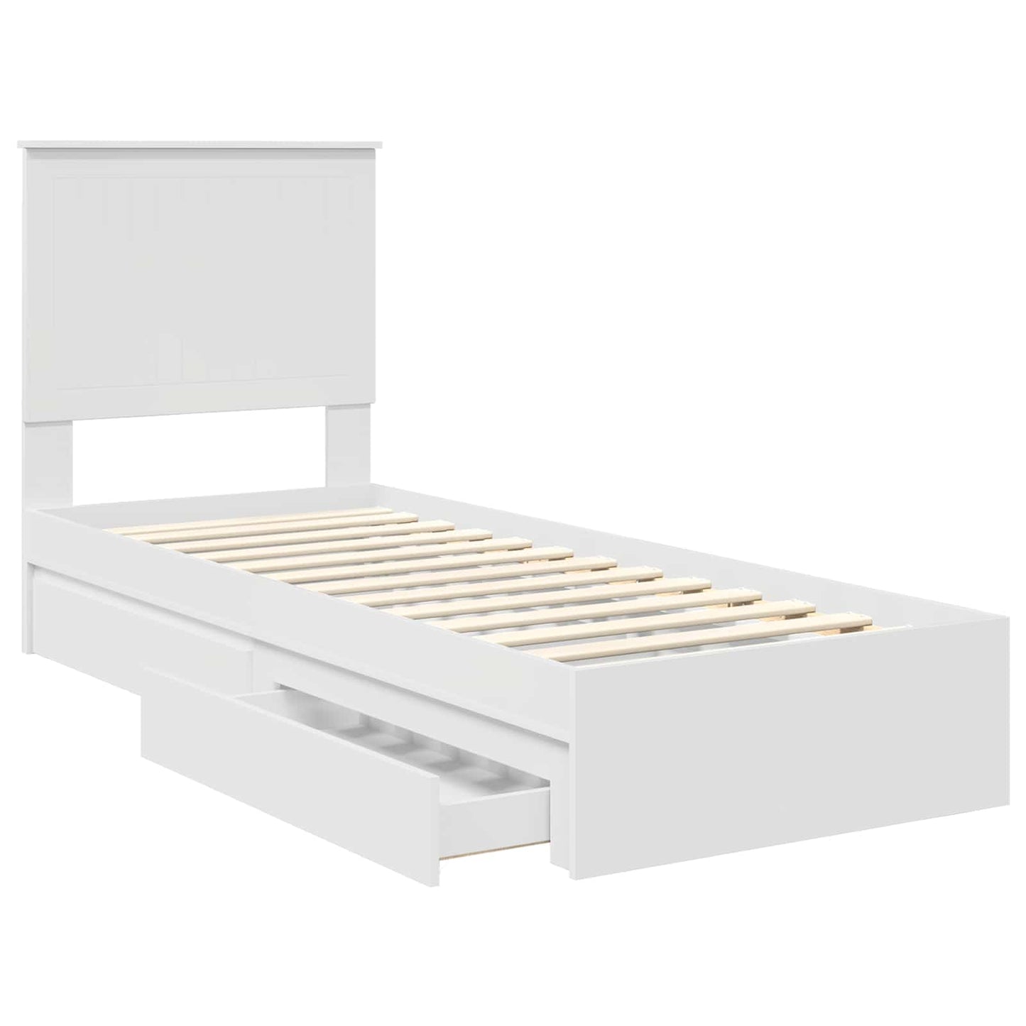 Storage Bed with Headboard White 75 x 190 cm Engineered Wood
