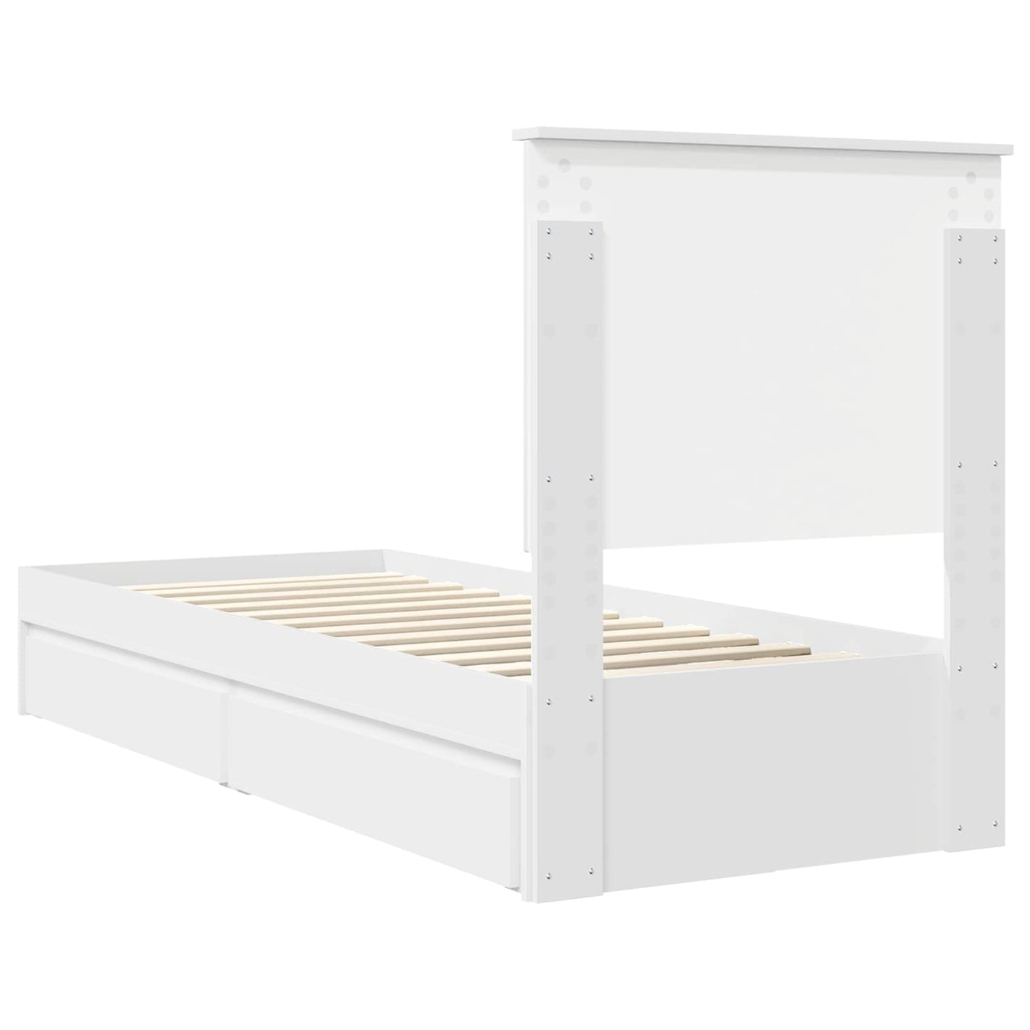 Storage Bed with Headboard White 75 x 190 cm Engineered Wood