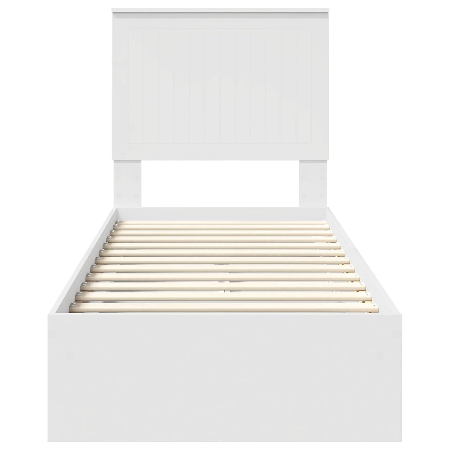Storage Bed with Headboard White 75 x 190 cm Engineered Wood