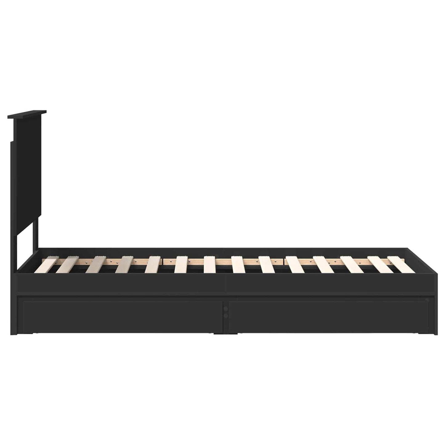 Storage Bed with Headboard Black 75 x 190 cm Engineered Wood