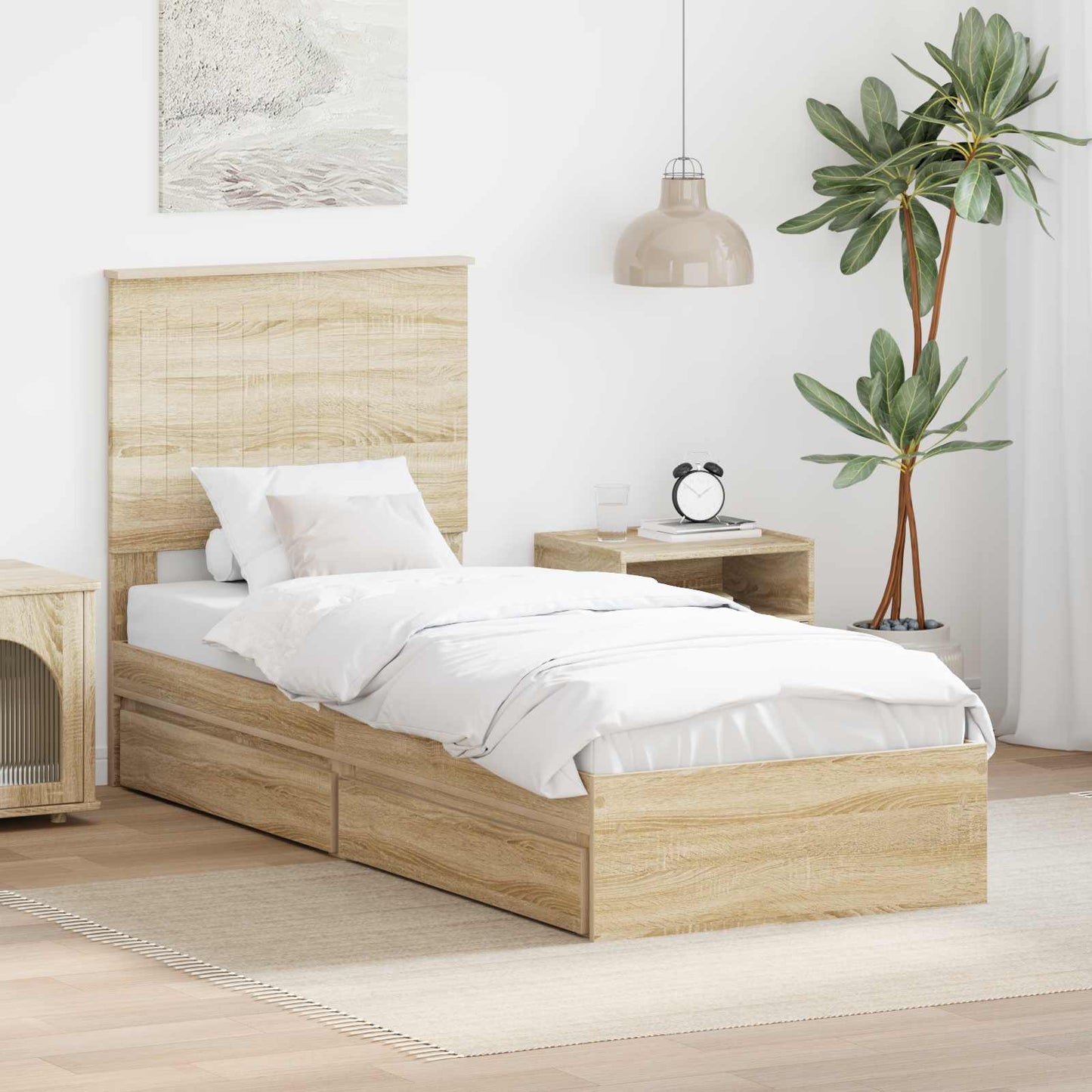 Storage Bed with Drawer Sonoma Oak 75 x 190 cm Engineered Wood