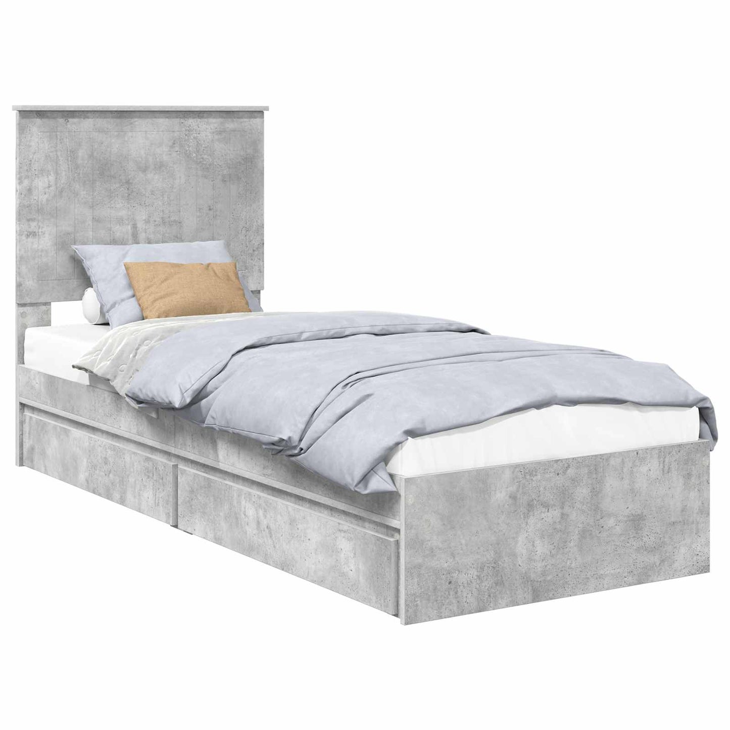 Storage Bed Concrete Grey 75 x 190 cm Engineered Wood