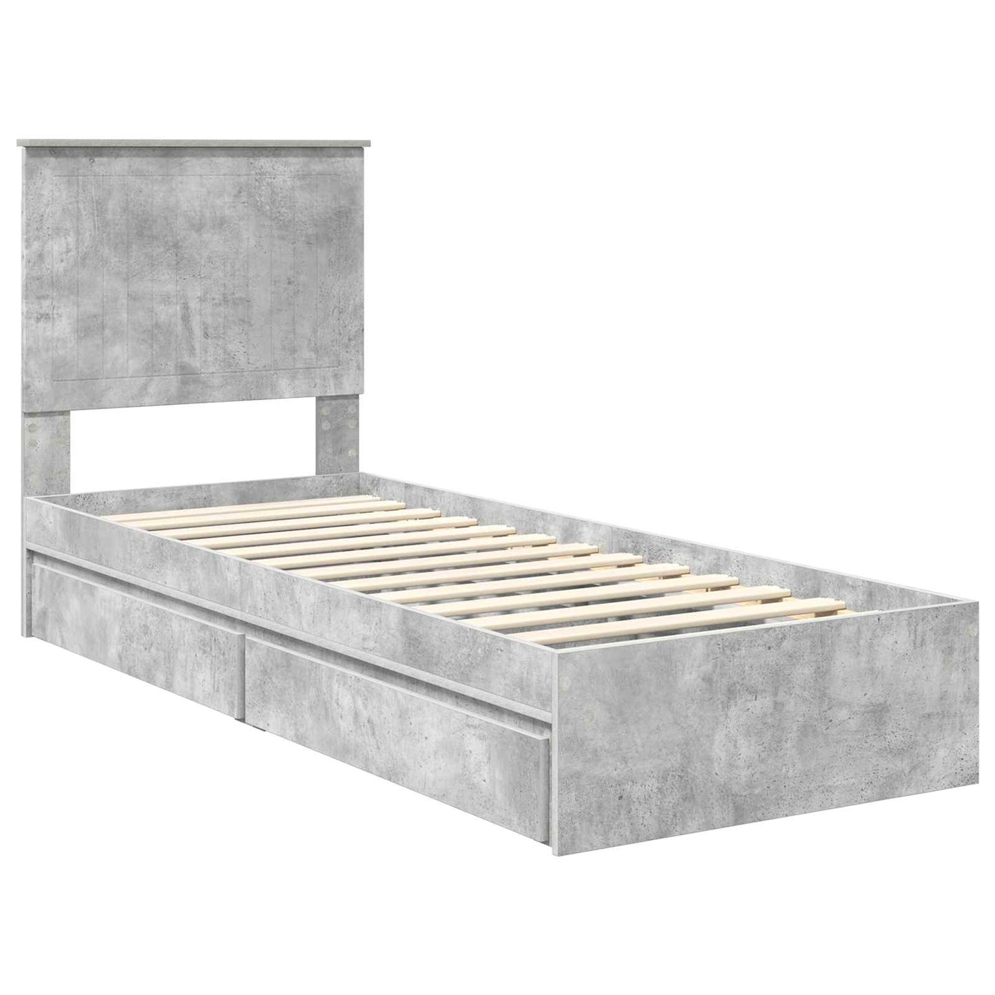 Storage Bed Concrete Grey 75 x 190 cm Engineered Wood