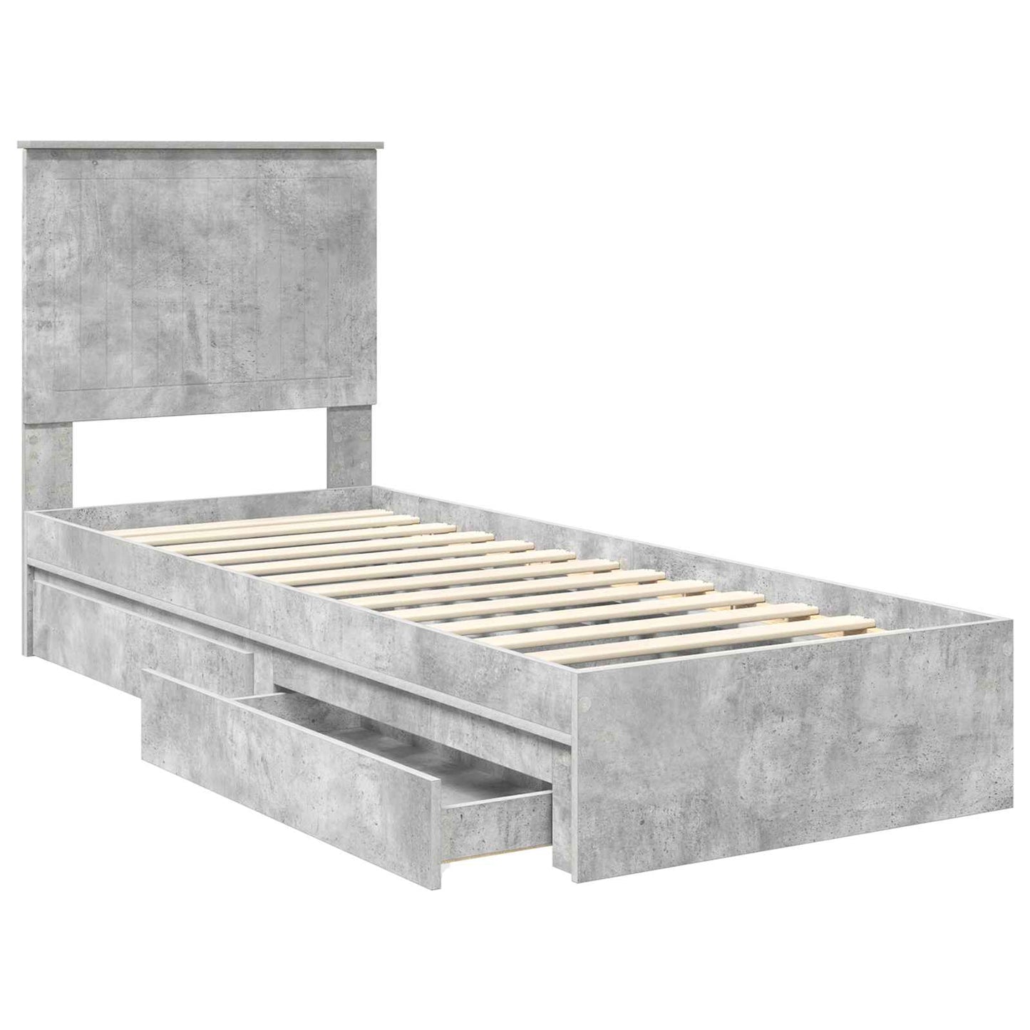 Storage Bed Concrete Grey 75 x 190 cm Engineered Wood
