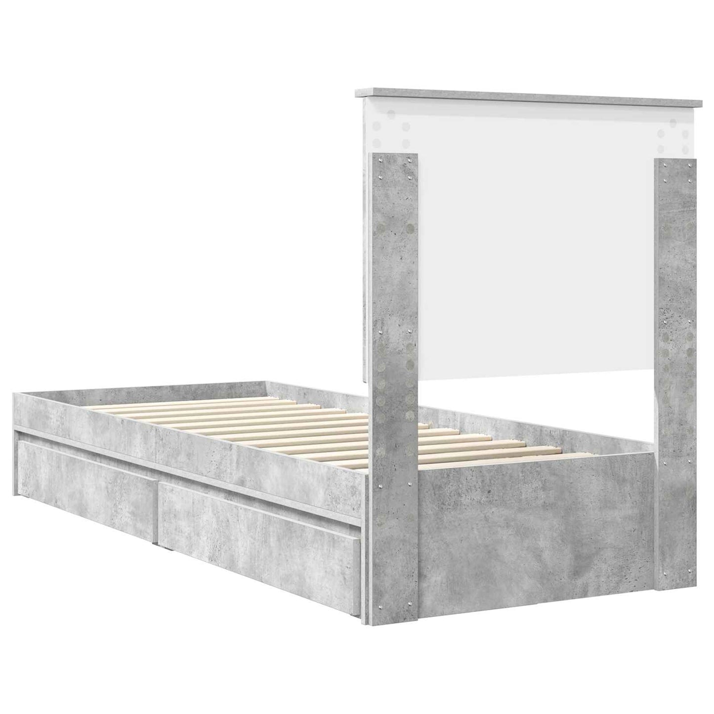 Storage Bed Concrete Grey 75 x 190 cm Engineered Wood