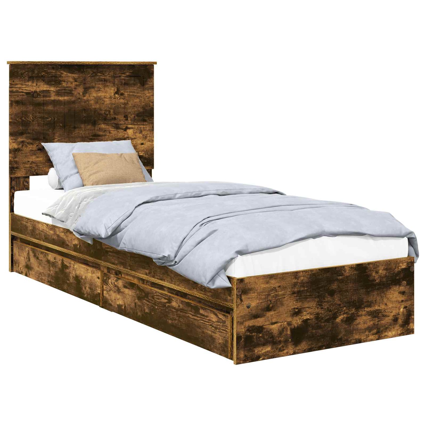 Storage Bed with Drawer Smoked Oak 75 x 190 cm Engineered Wood