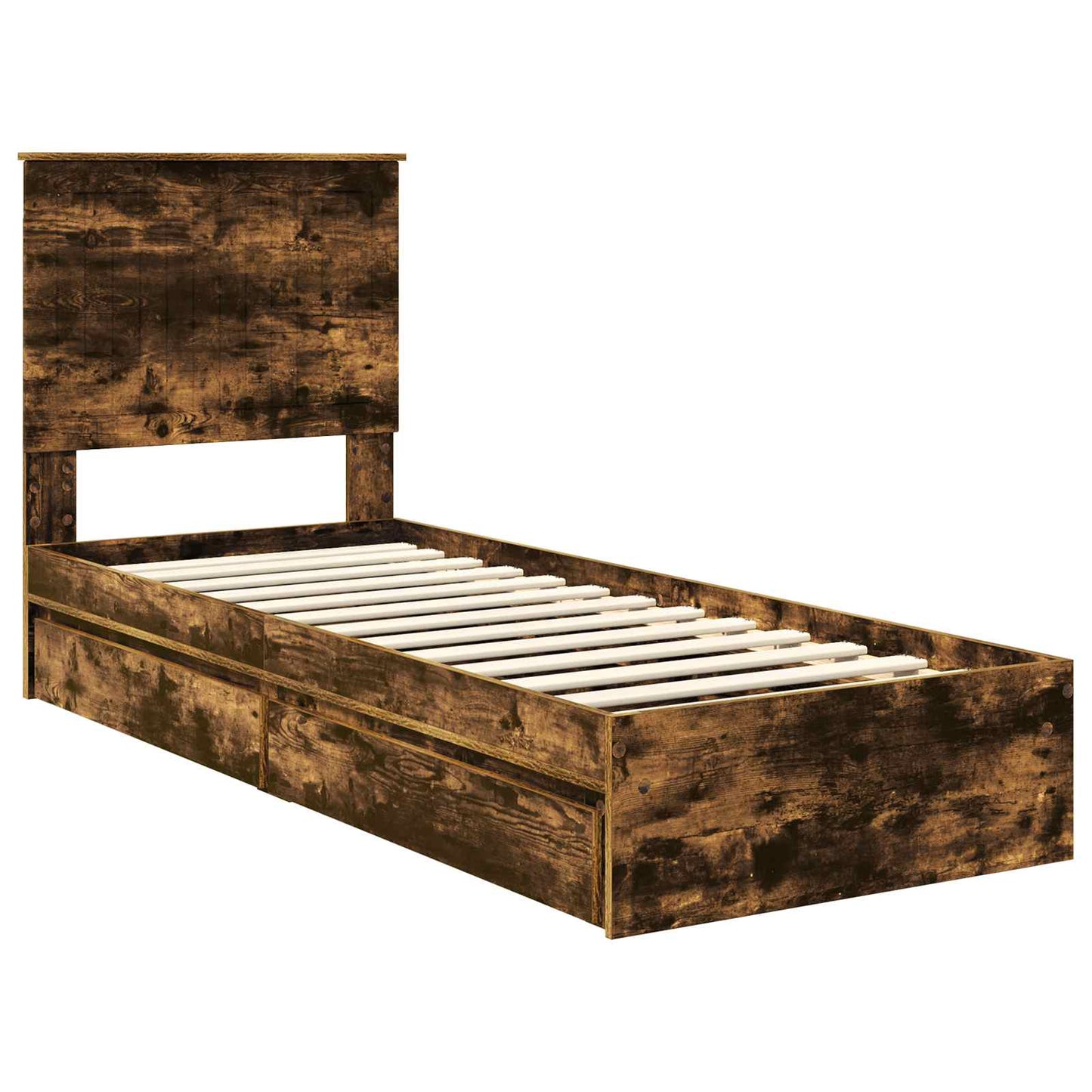 Storage Bed with Drawer Smoked Oak 75 x 190 cm Engineered Wood