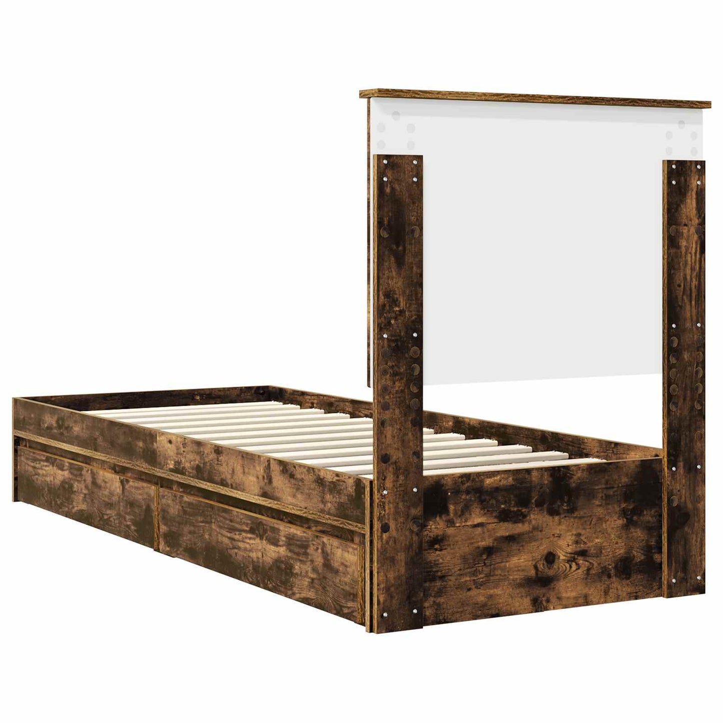 Storage Bed with Drawer Smoked Oak 75 x 190 cm Engineered Wood