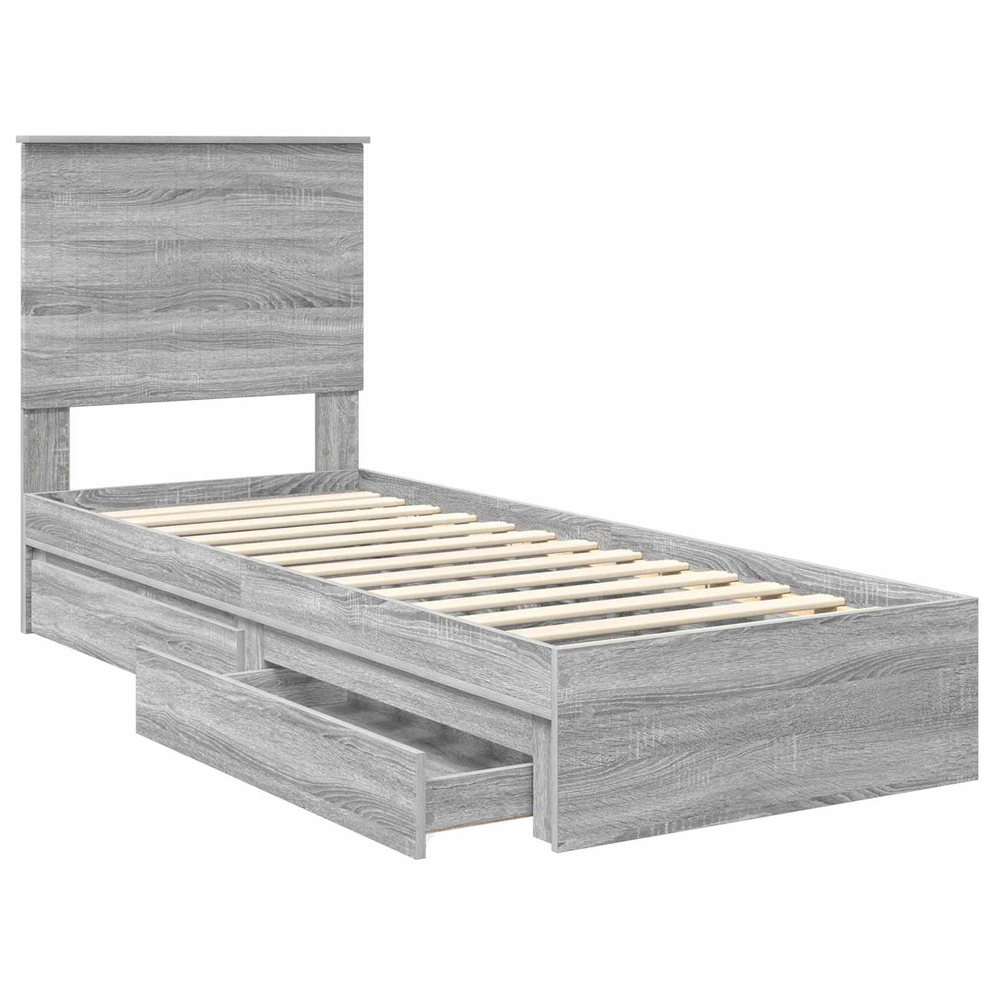 Storage Bed with Drawer Grey Sonoma 75 x 190 cm Engineered Wood