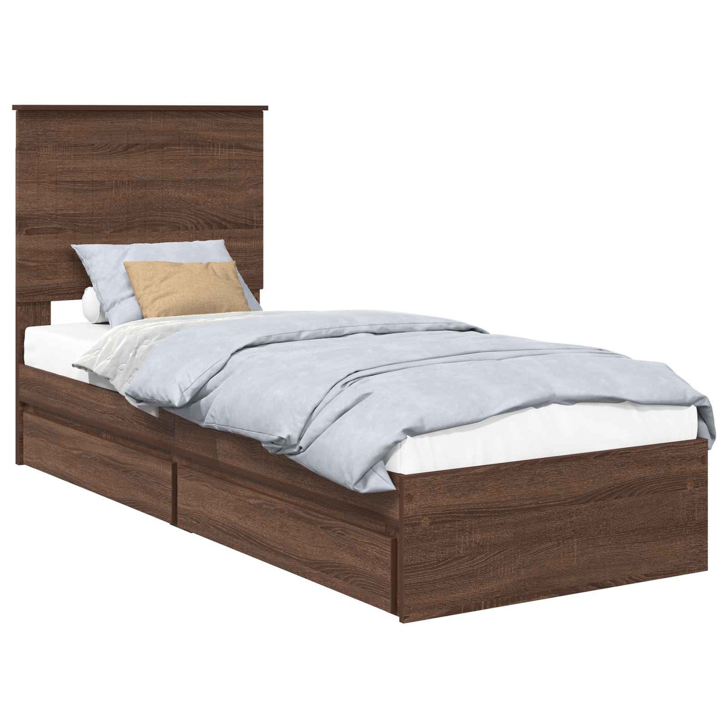 Storage Bed with Drawer Brown Oak 75 x 190 cm Engineered Wood