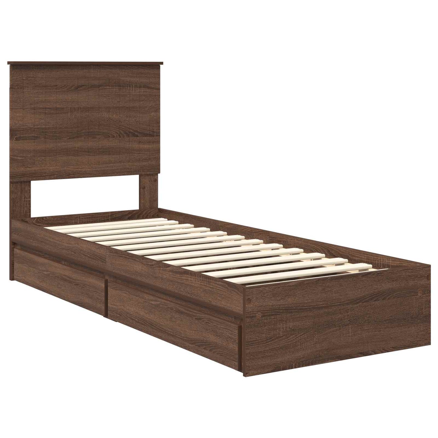 Storage Bed with Drawer Brown Oak 75 x 190 cm Engineered Wood