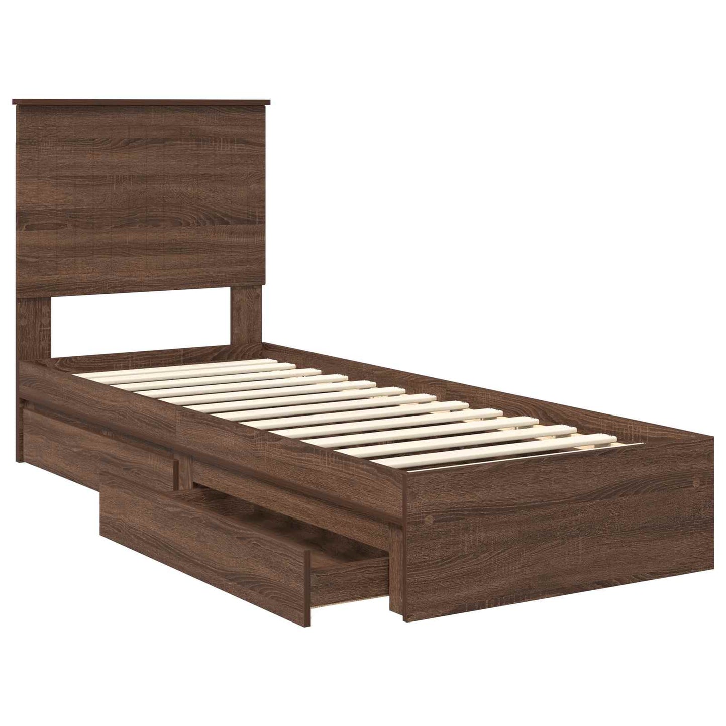 Storage Bed with Drawer Brown Oak 75 x 190 cm Engineered Wood