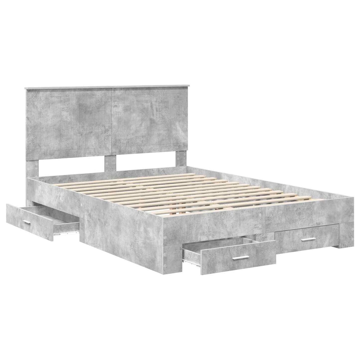 Bed Frame Concrete Grey 140 x 190 cm Engineered Wood