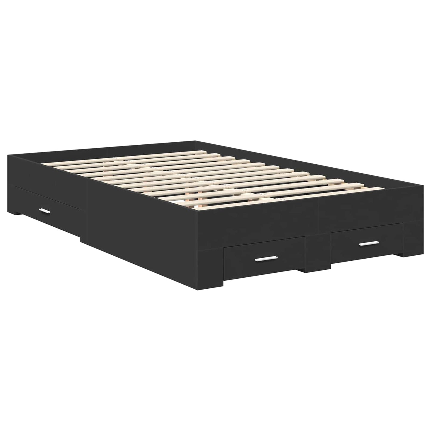 Bed Frame with Headboard Black 135 x 190 cm Engineered Wood