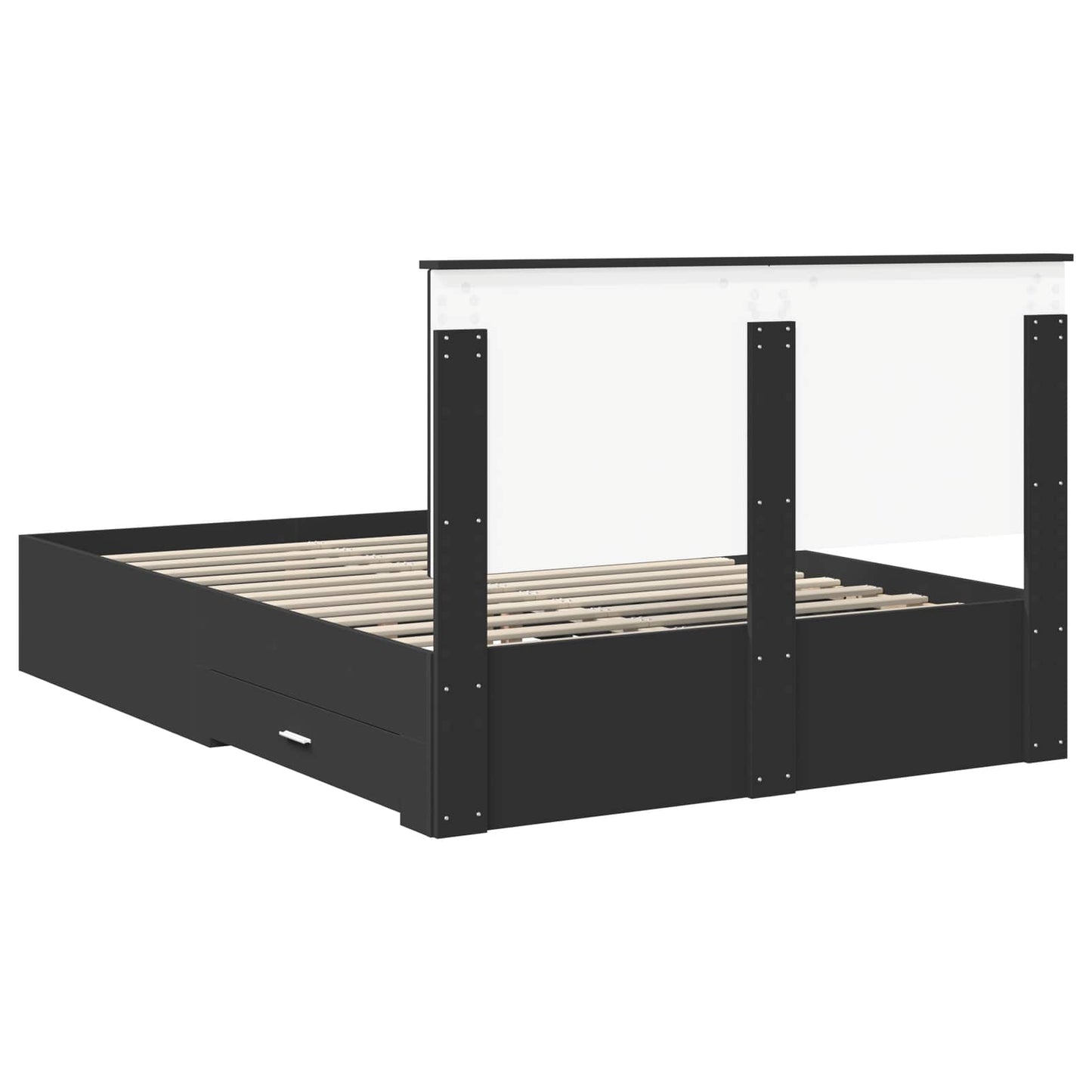 Bed Frame with Headboard Black 135 x 190 cm Engineered Wood