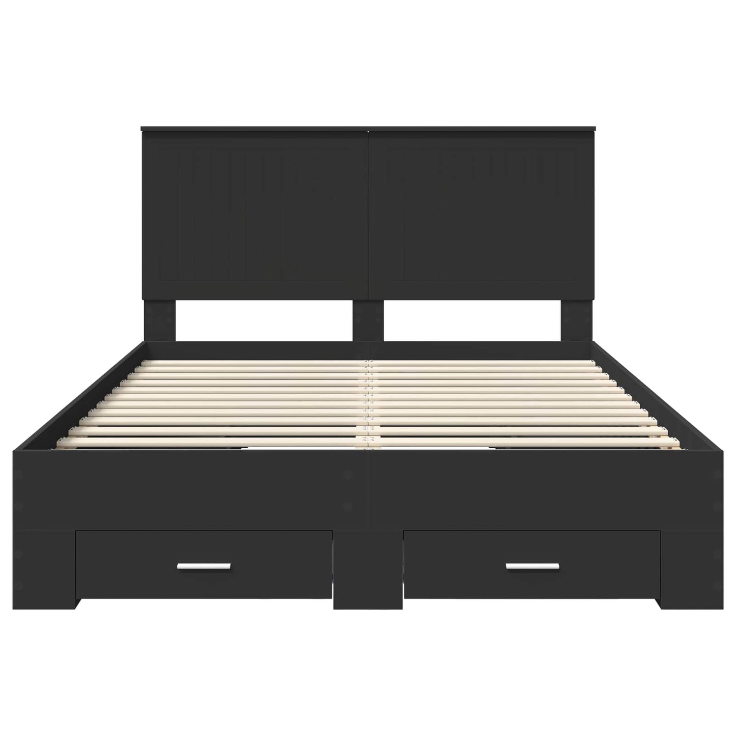 Bed Frame with Headboard Black 135 x 190 cm Engineered Wood