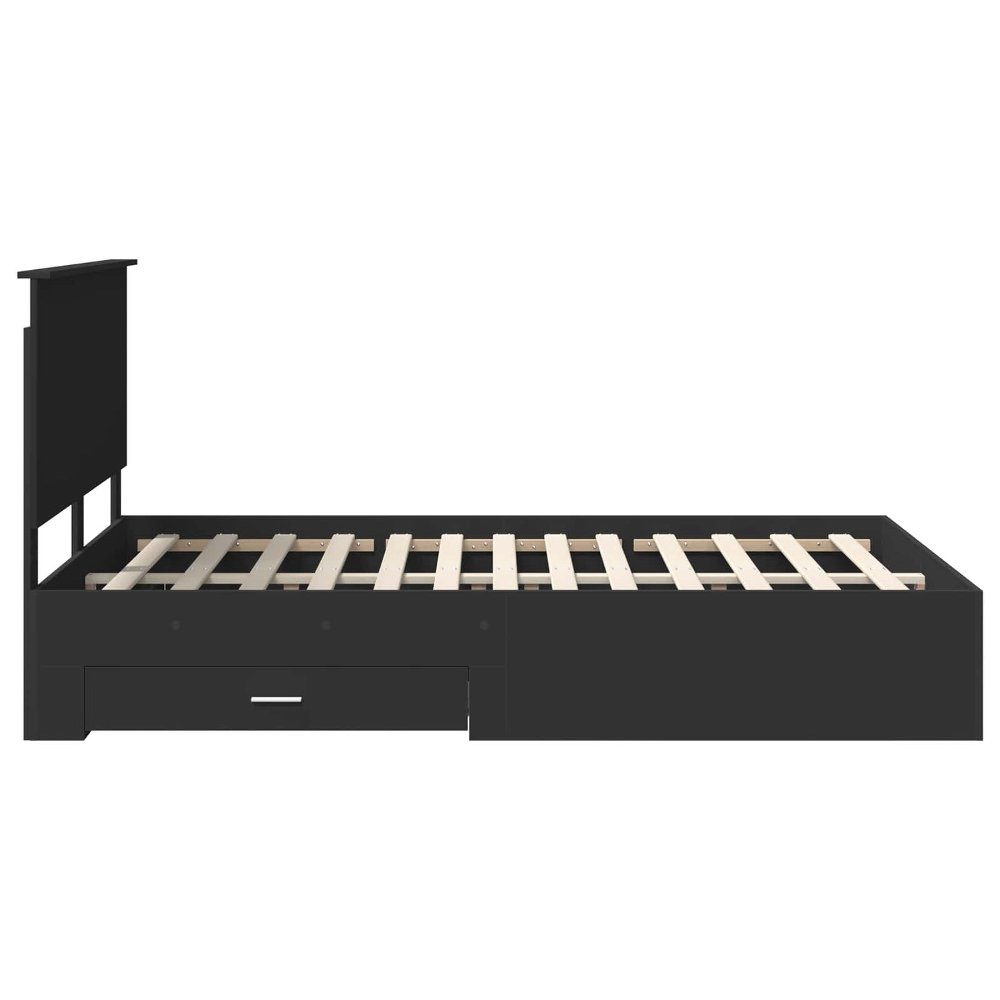 Bed Frame with Headboard Black 135 x 190 cm Engineered Wood