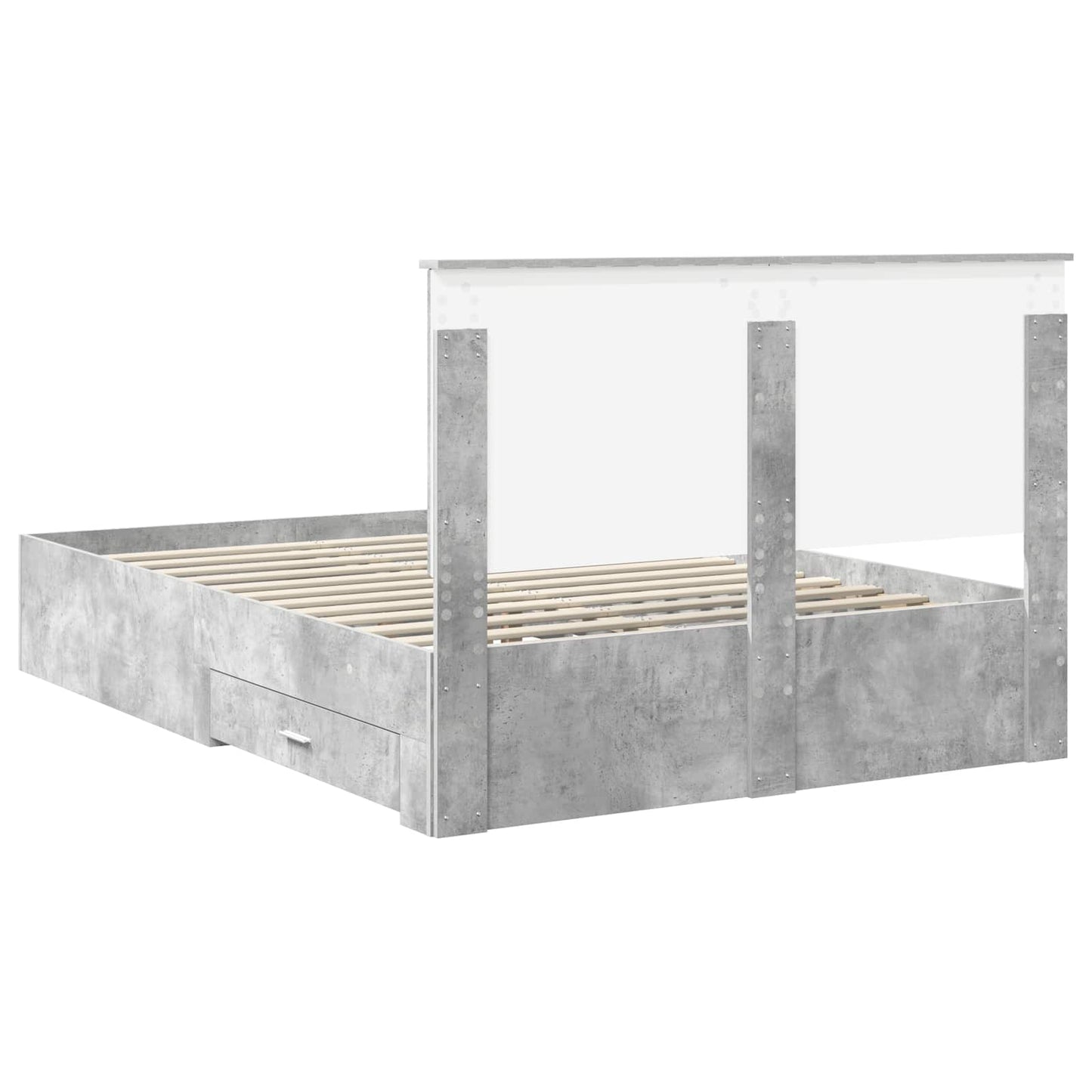 Bed Frame Concrete Grey 135 x 190 cm Engineered Wood