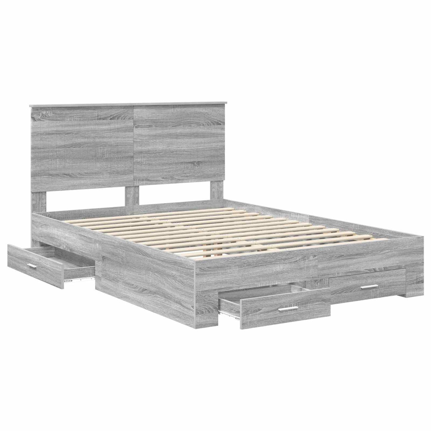 Bed Frame with Drawer Grey Sonoma 135 x 190 cm Engineered Wood