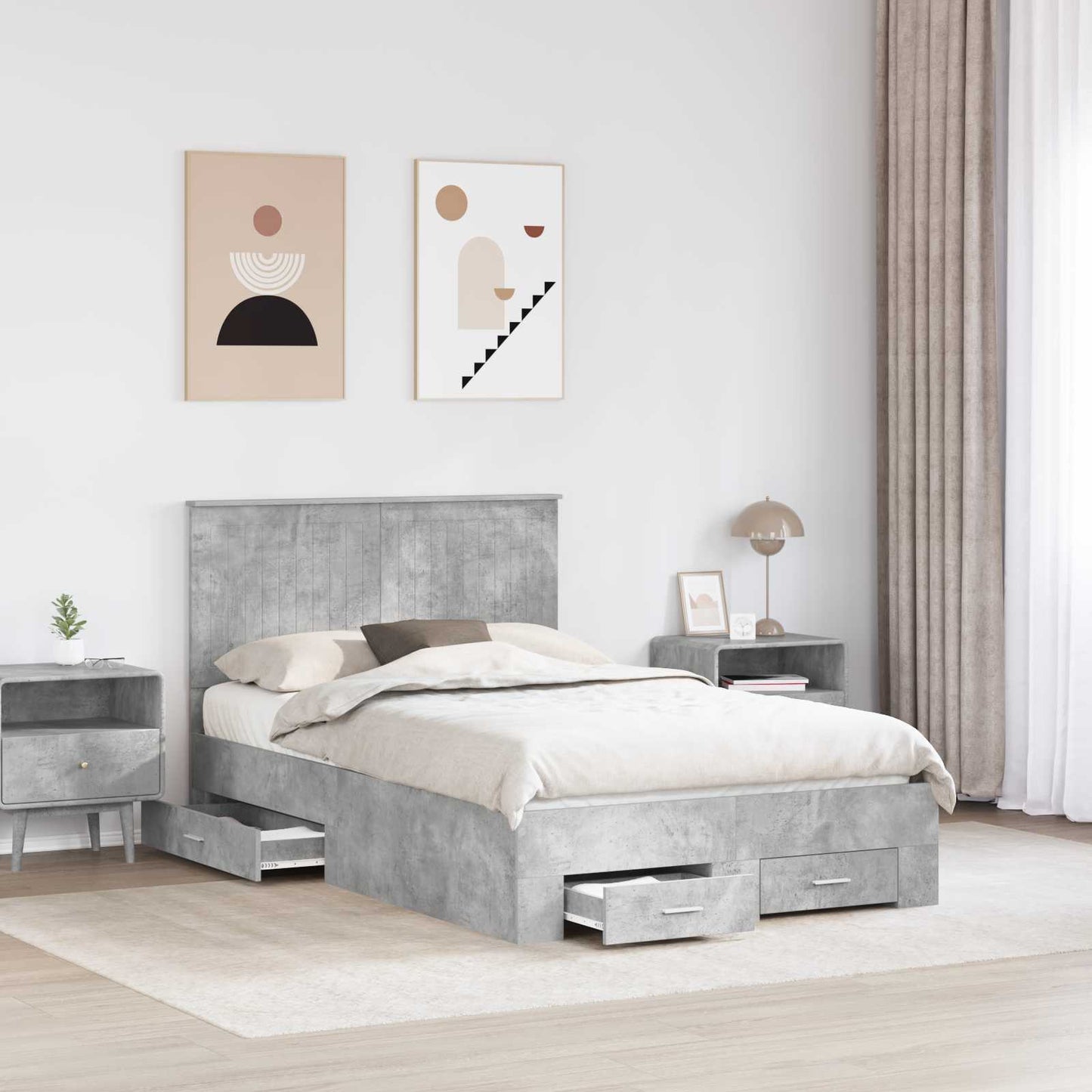 Bed Frame Concrete Grey 120 x 200 cm Engineered Wood