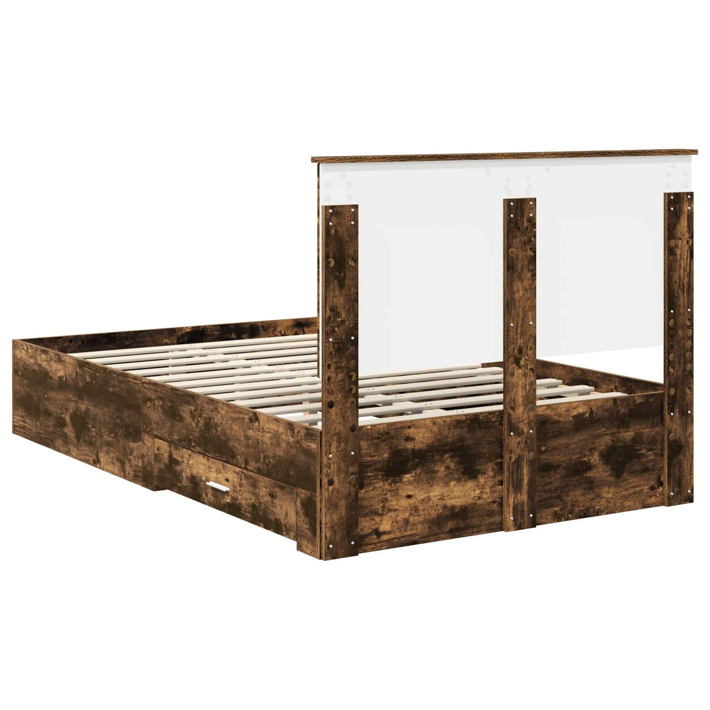 Bed Frame with Drawer Smoked Oak 120 x 200 cm Engineered Wood